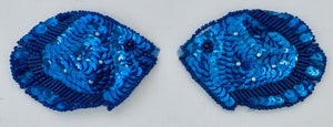 Fish, Pair with Royal Blue Sequins and Beads 3" X 2.5"
