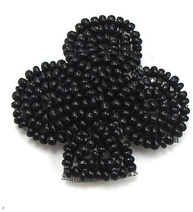 Playing Card Suit Club All Black Beads 1.5" x 1.5"