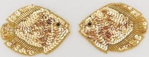 Fish Pair with Gold Sequins and Beads 3" X 2.5"