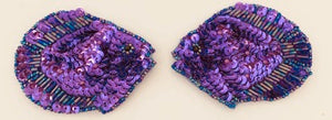Fish Pair with Purple Sequins and Moonlight Beads 3" X 2.5"