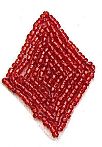Diamond, red beads, 2" x 1.5"