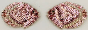 Fish Pair with Pink Sequins and Silver Beads 3" X 2.5"