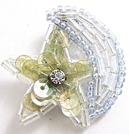 Translucent Star with Half Moon and Rhinestone