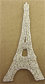 Eiffel Tower with Silver Beads 6.25" x 3"