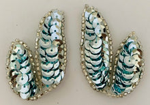 Load image into Gallery viewer, Leaf Pair with Ice Blue Sequins and Beads 2.25&quot; x 1.25&quot;