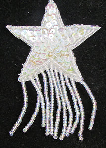 Star with Iridescent Sequins and Beaded Fringe 2"