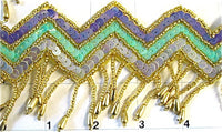 Fringe Trim Multi-Colored Southwestern Style Sequins and Gold Beads 3