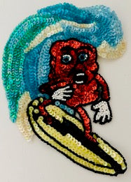 Red Raisin on Surfboard 7.25" x 5.5"