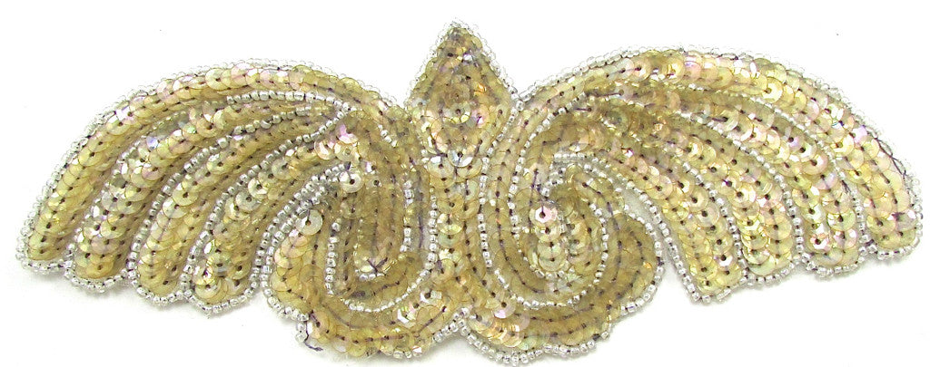 Designer Motif Wing with Gold Iridescent Sequins and Silver Beads 3