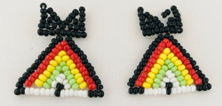 Southwestern Pair Native American Multi-colored Beaded 1.25" x 1.25"