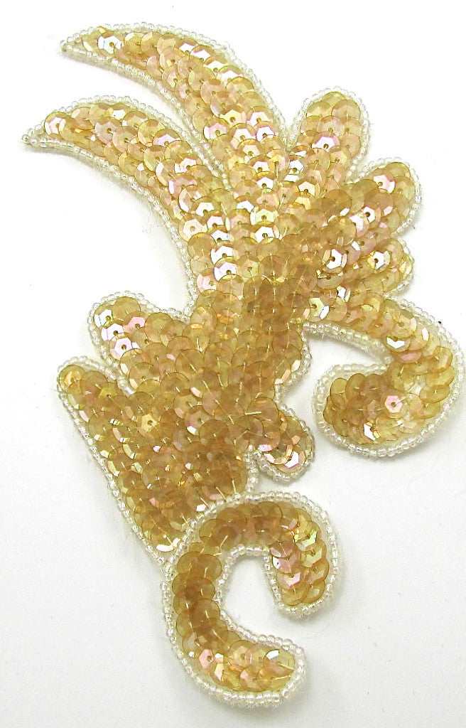 Leaf with Carmel Colored Iridescent Sequins and Iridescent Beads 6.5