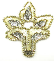 Designer Motif with Silver Gold Beads and Iridescent Sequins 4.5