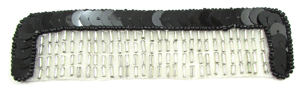 Comb with Black and Clear Sequins and Beads 1.25" x 5"