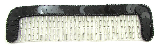Peineta con lentejuelas y cuentas negras y transparentes de 3,17 cm x 12,7 cm