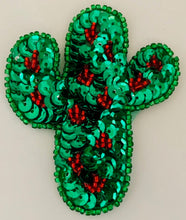 Load image into Gallery viewer, Cactus with Green and Red Sequins and Beads 3.5&quot; x 2.5&quot;