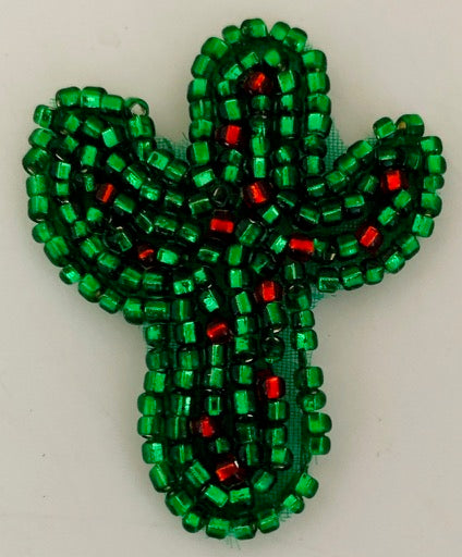 Choice of Size Cactus with Green and Red Sequins and Beads 3.5" x 2.5"