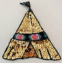 Load image into Gallery viewer, TeePee with Gold and Black Sequins and Beads 5.5&quot; x 4.5&quot;