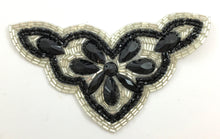 Load image into Gallery viewer, Designer Motif with Black and Silver Beads and Stones 3&quot; x 5.5&quot;