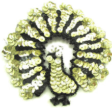 Load image into Gallery viewer, Peacock with Black and Gold Sequins and Beads 4.5&quot;