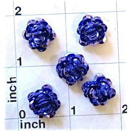 Flower Set of 5 Purple Sequins 1/2"