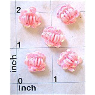 Flower set of 5 Pink Sequins 1/2"