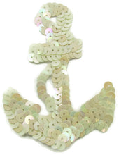 Load image into Gallery viewer, Anchor with China White Flat Sequins 3.5&quot; x 2.25&quot; - Sequinappliques.com