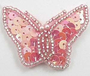 Butterfly with Pink Flat Sequins 1.5" x 2"