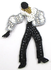 Flamingo Dancer Male with Black and White Beads 3.5" x 2.5"