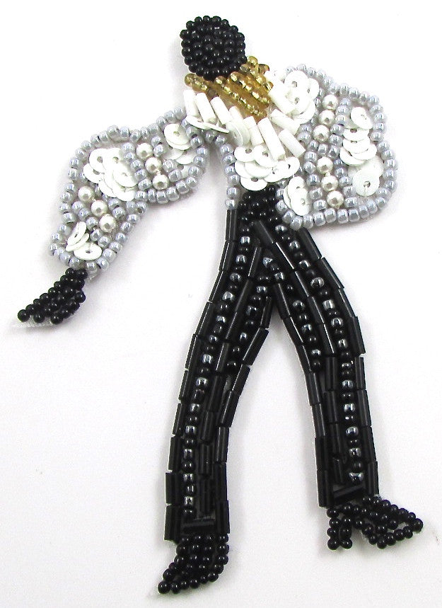 Flamingo Dancer Male with Black and White Beads 3.5