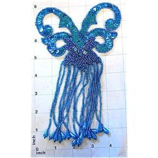 Epaulet Turquoise Sequins and Beads 8" x 5"