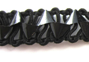 Trim with Black Foil interwoven with Satin Thread 1.5" Wide, Sold by the Yard