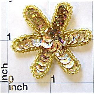 Flower Light Gold Laser Sequins and Gold Beads with 2" x 2"