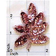 Load image into Gallery viewer, Leaf with Dark Pink Sequins and Beads 2.5&quot; x 2&quot;