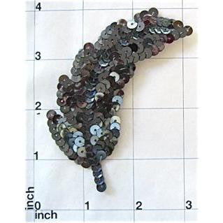 Gunmetal Sequin Leaf 4"