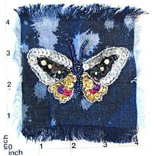 Butterfly Jean Patch with Denin Background 4"