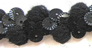 Trim with Black Tiny Sequins intertwined with Cotton 1.5"