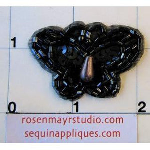Butterfly Gun Metal Sequins and Beads 1" x 1.5"