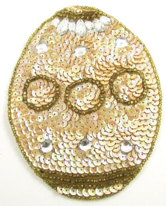 Easter Egg with Beige and Crystals Sequins and Beads 5" x 4"