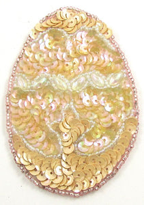 Easter Egg with Yellowish Sequins and Beads 3.5" x 2"