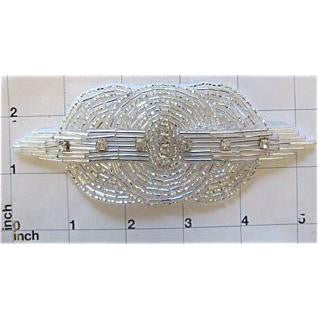 Designer Motif TriCircle silver Beads and Rhinestones 2.25" x 5"