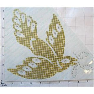 Dove with Swarovski Aurora Gold Sequin and RS Heat Transfer 8" x 9"