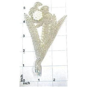 Vintage beaded and pearled flower 5.5" x 3"
