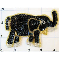 Elephant with Gold Trim Black Sequins 4