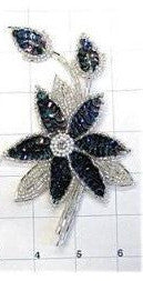Flower Single with Moonlight Sequins and Silver Beads 6