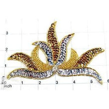 Load image into Gallery viewer, Designer Motif with Gold and Silver Sequins and Beads, Center Rhinestone 5.5&quot; x 3.5&quot;