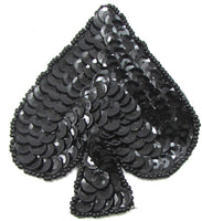 Spade in Black Sequins w/ Silver or Black Beads 3.25