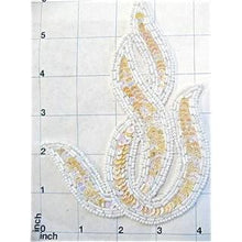 Load image into Gallery viewer, Leaf Swirl with Beige and White Sequins and Beads 6&quot; x 5.5&quot;
