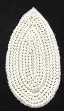 Load image into Gallery viewer, Designer Motif Leaf Shaped White Pearl Applique 5.5&quot; x 3&quot;
