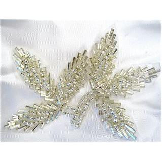 Silver Beaded leafs 3" x 2"