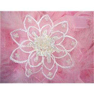 Beaded and pearled flower 2.5" X 2.5" - Sequinappliques.com